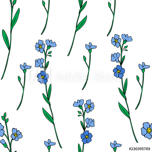 Seamless Pattern Forget Me Not Flowers Vector Illustration 500x500 Seamless Pattern Forget Me Not Flowers Vector Illustration