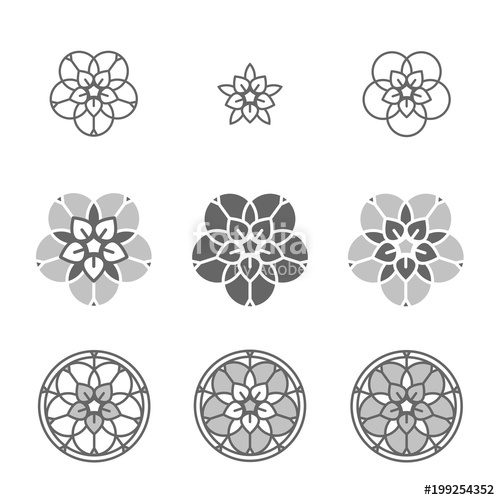 500x500 Forget Me Not Stylized Flower Logo Icon Collection Stock Image