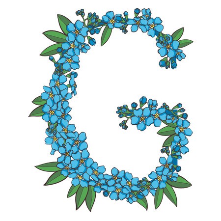 450x450 Forget Me Not Vector Alphabet Letter G Royalty Free Vector Graphics