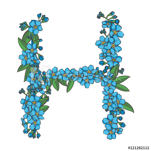 500x500 Forget Me Not Vector Alphabet Letter H