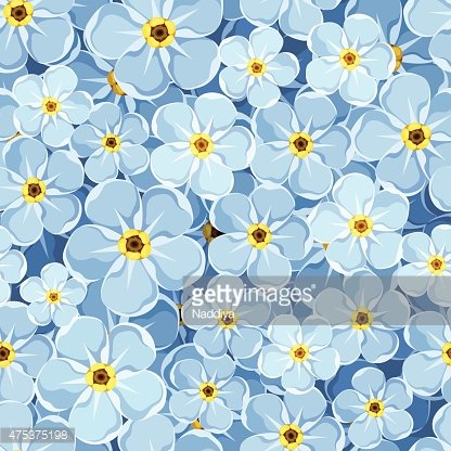 416x416 Seamless Background With Blue Forget Me Not Vector Premium Clipart