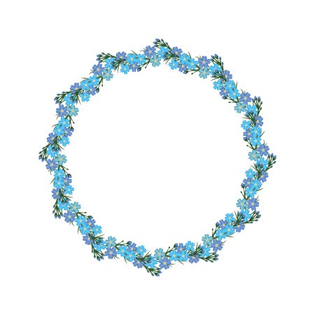 450x450 Wreath With Blue Forget Me Not Vector Illustration Frame