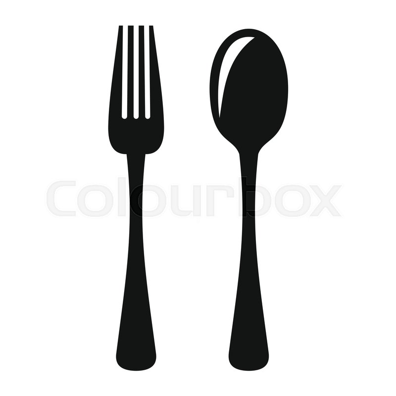 800x800 Fork And Spoon In Black Simple Stock Vector Colourbox