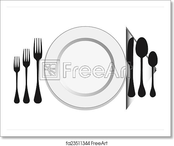 560x470 Free Art Print Of Plate With Fork, Knife, Spoon Plate With Fork