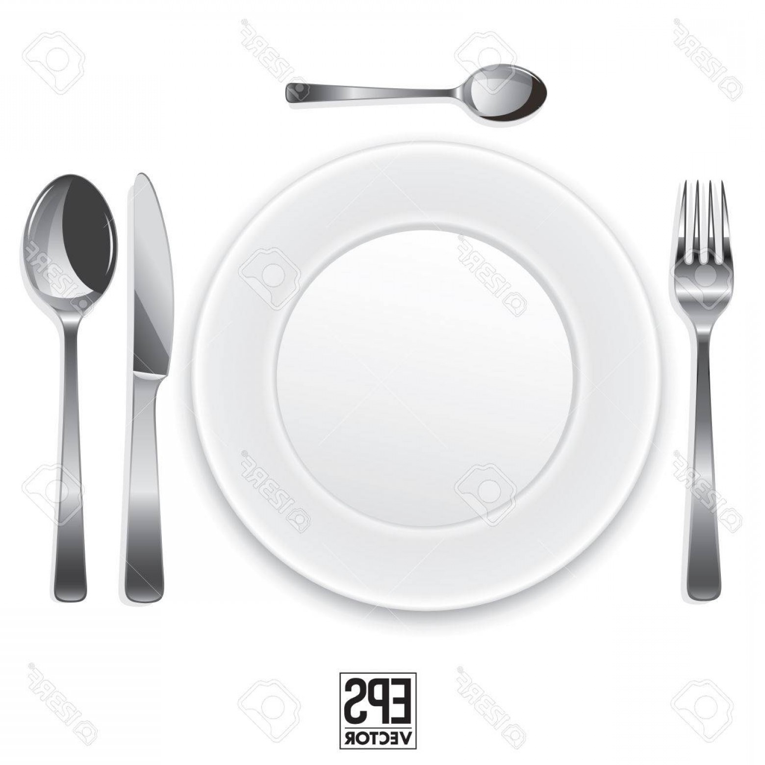 1560x1560 Photostock Vector White Empty Plate With Fork Spoon And Knife