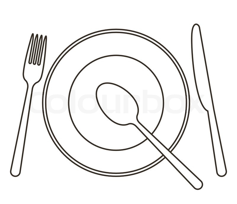 800x688 Place Setting With Plate, Knife, Spoon Stock Vector Colourbox