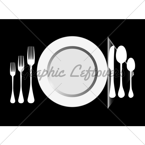 500x500 Plate With Fork, Knifespoon Vector Gl Stock Images