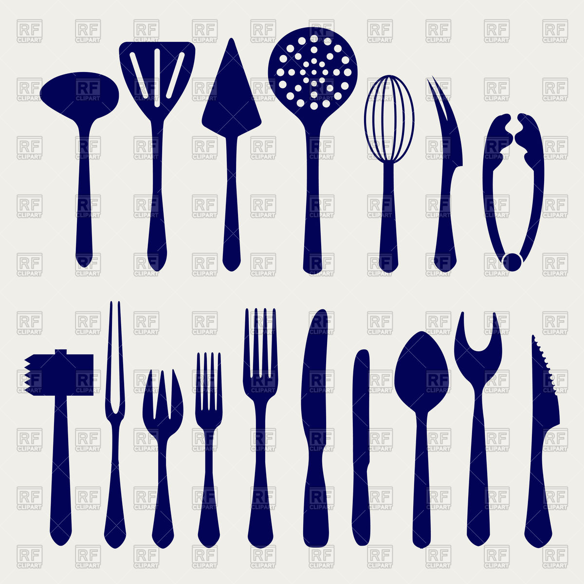 1200x1200 Fork, Knife, Spoon And Other Cutlery Icons Vector Image Of Objects