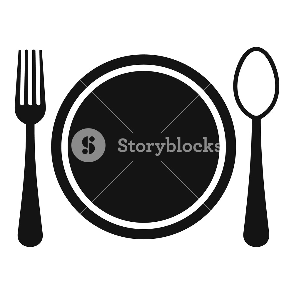 Place Setting With Plate,spoon And Fork Icon Simple Illustration 1000x1000 Place Setting With Plate,spoon And Fork Icon Simple Illustration