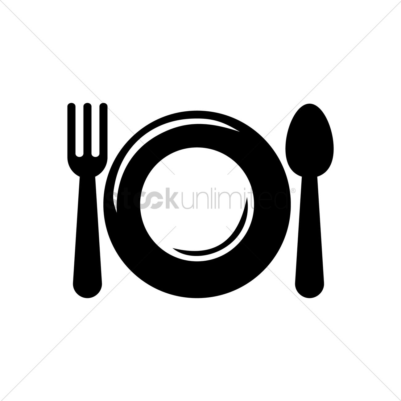 Plate, Spoon And Fork Vector Image 1300x1300 Plate, Spoon And Fork Vector Image