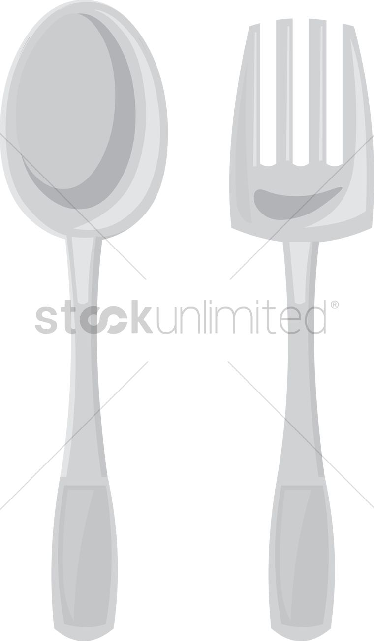 Free A Spoon And Fork Vector Image 760x1300 Free A Spoon And Fork Vector Image