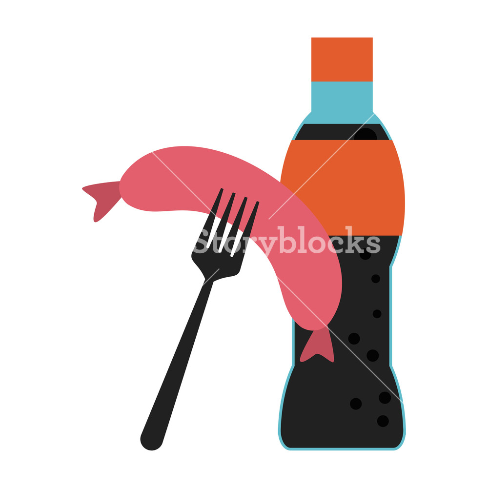 Soda Bottle And Sausage On Fork Vector Illustration Graphic Design 1000x1000 Soda Bottle And Sausage On Fork Vector Illustration Graphic Design