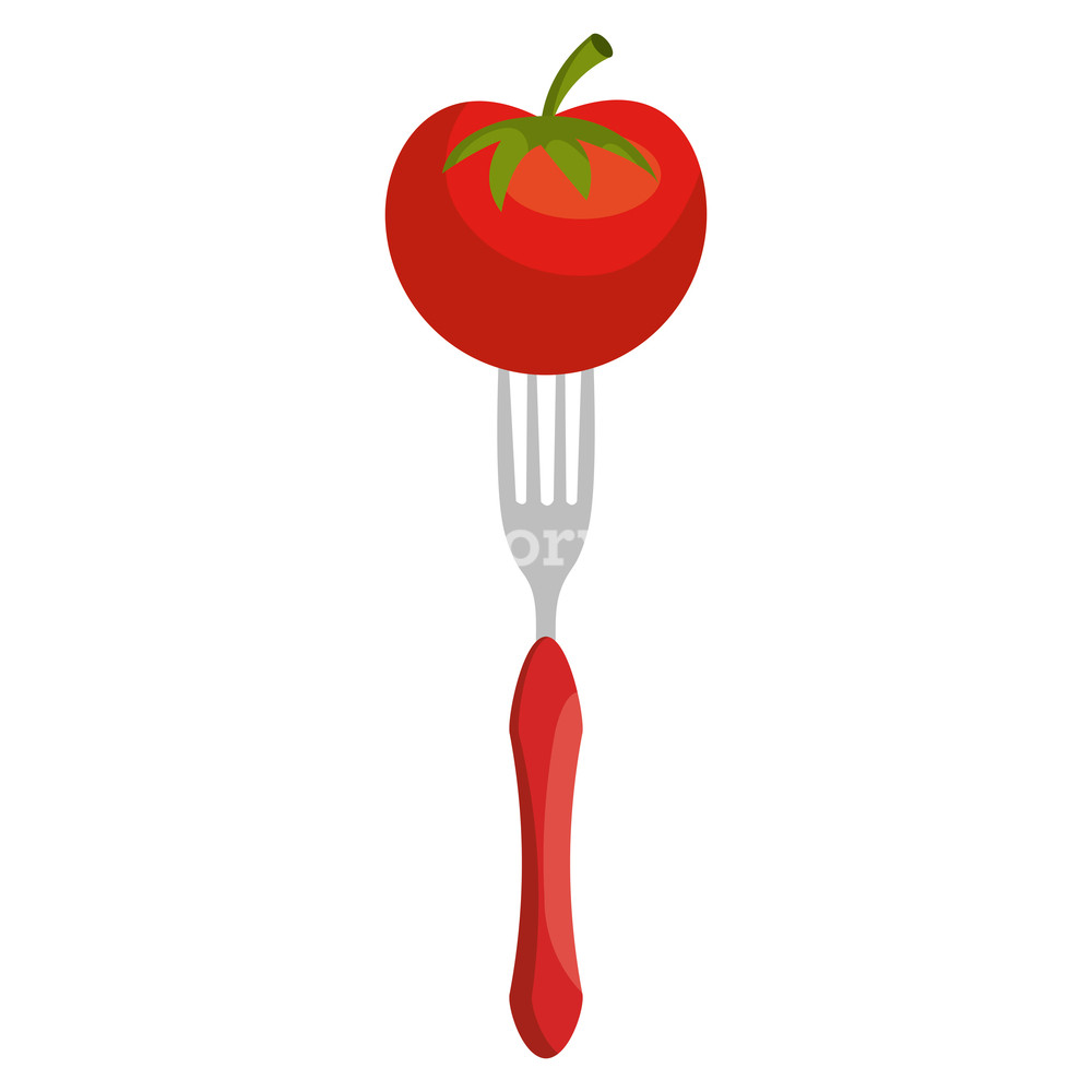Fresh Tomato In Fork Vector Illustration Design Royalty Free Stock 1000x1000 Fresh Tomato In Fork Vector Illustration Design Royalty Free Stock