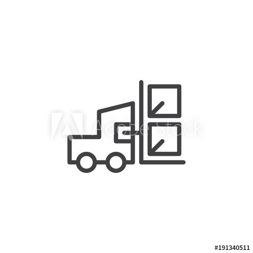 500x500 Forklift Truck With Lifted Cardboard Boxes Line Icon, Outline