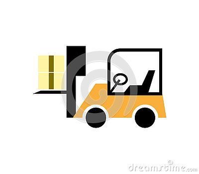 400x349 Simple, Vector Cartoon Illustration Icon Sign Symbol Of A Forklift