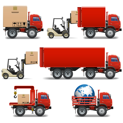 Red Truck With Forklift Vector Set Free Download 500x500 Red Truck With Forklift Vector Set Free Download