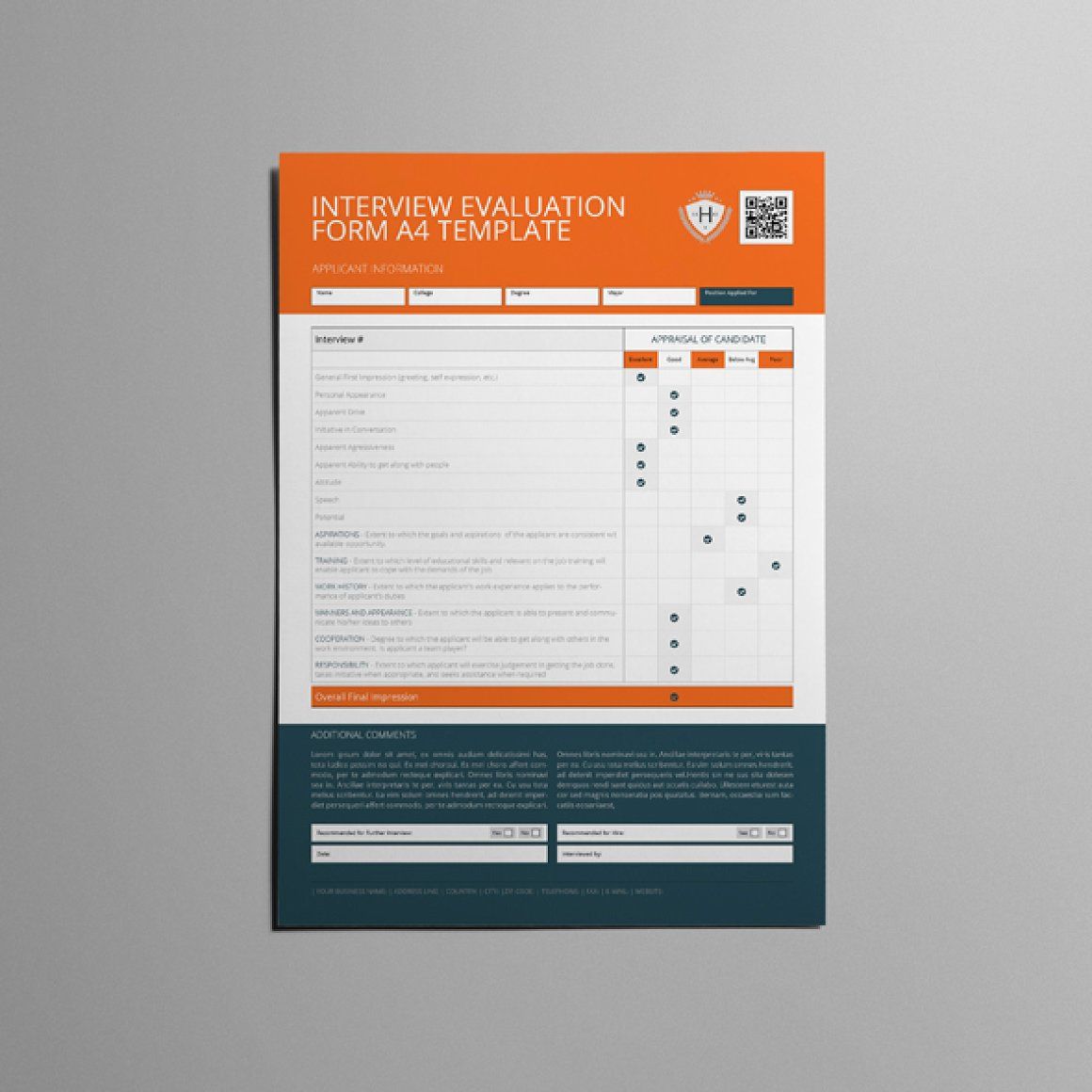 1160x1160 Interview Evaluation Form