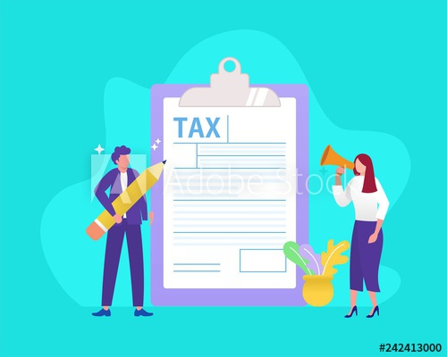 500x400 Online Tax Form Vector Illustration Concept, People Filling Tax