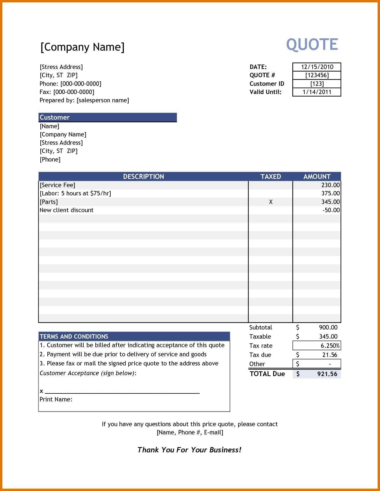 1291x1666 Quotation Invoice Template Paper Bill Form Vector Design
