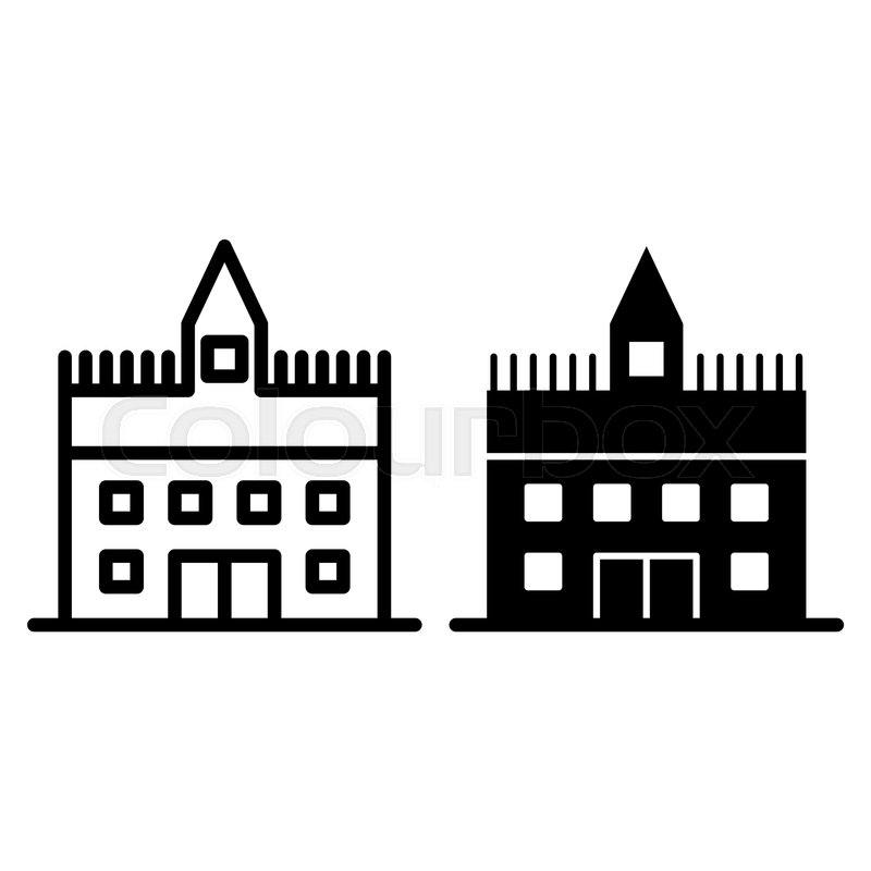 800x800 Castle Line And Glyph Icon Fort Stock Vector Colourbox