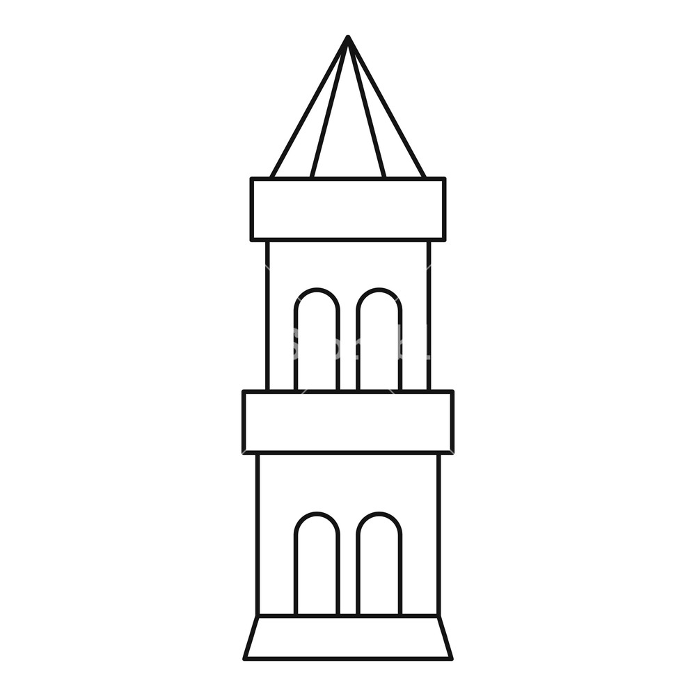 1000x1000 Battle Tower Guarding The Fortress Icon Outline Illustration