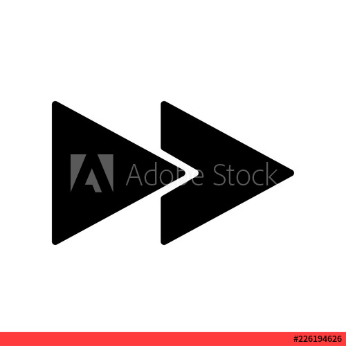 500x500 Fast Forward Vector Icon, Arrow Symbol Simple, Flat Design