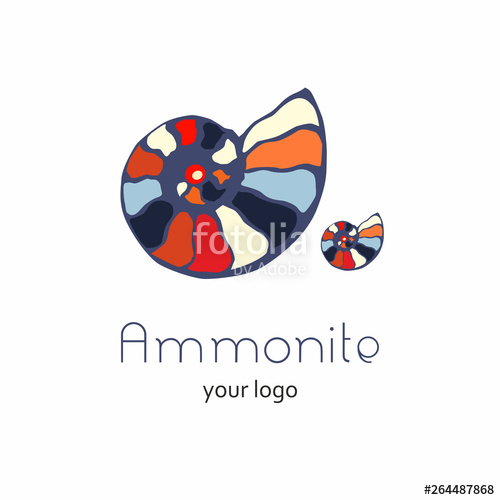Fossil Ammonite Nautilus Seashell Vector Logo Hand Drawn 500x500 Fossil Ammonite Nautilus Seashell Vector Logo Hand Drawn