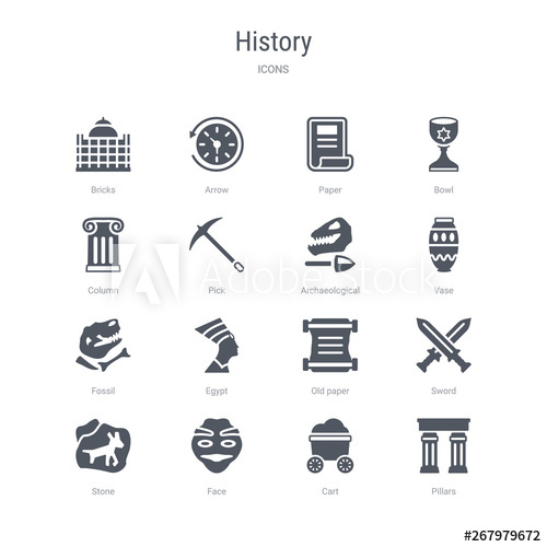 Set Of Vector Icons Such As Pillars, Cart, Face, Stone, Sword 500x500 Set Of Vector Icons Such As Pillars, Cart, Face, Stone, Sword