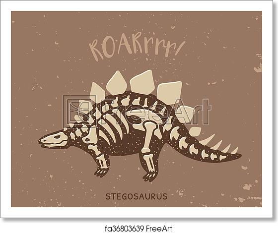 560x470 Free Art Print Of Cartoon Stegosaurus Dinosaur Fossil Vector