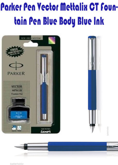 457x640 Parker Pen Vector Mettalix Ct Fountain Pen Blue Body Blue Ink
