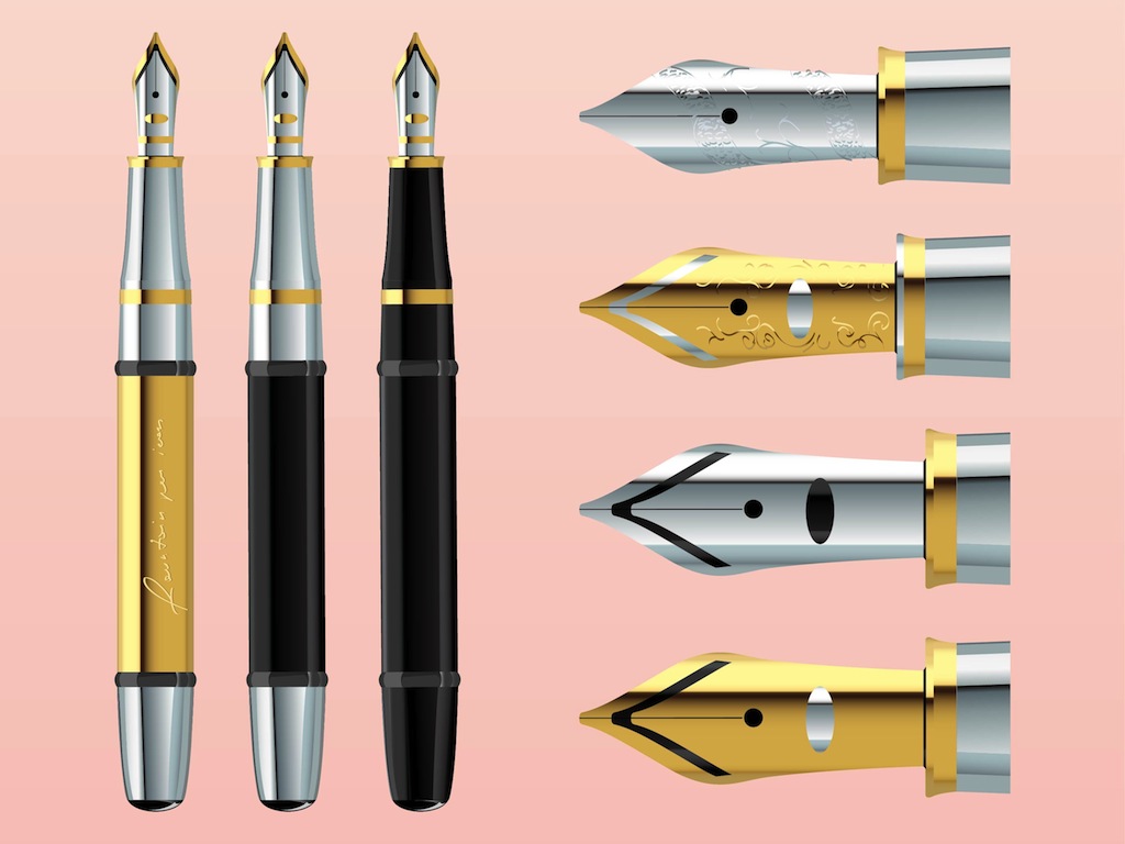 1024x768 Luxurious Pens Vector Art Graphics