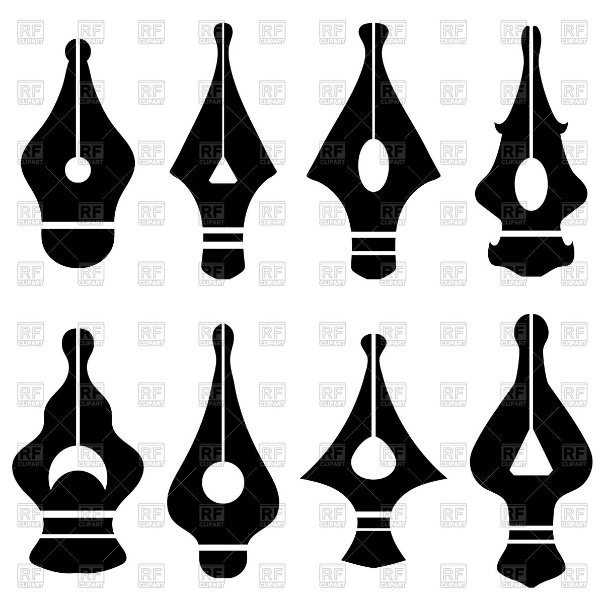 1200x1200 Set Of Illustrations Of Fountain Pens Vector Image Of Objects