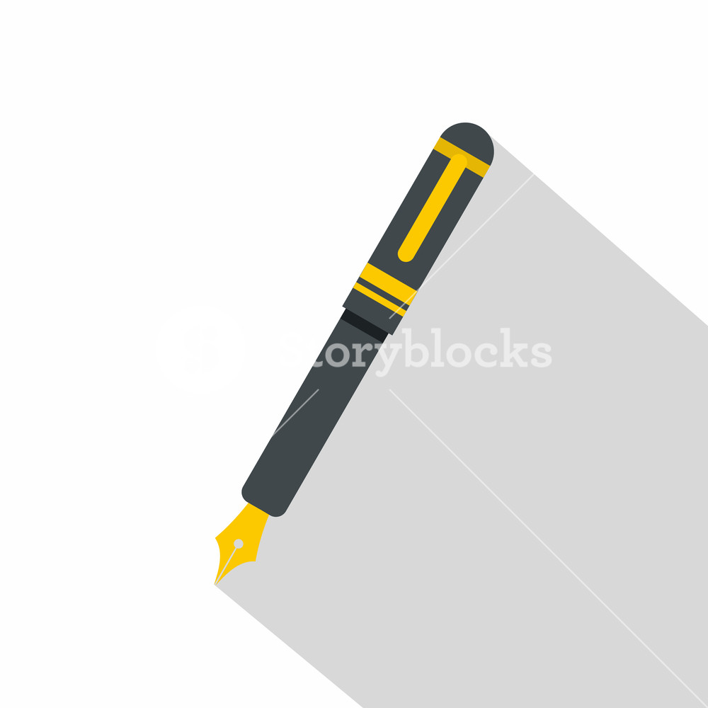 1000x1000 Black Fountain Pen Icon Flat Illustration Of Black Fountain Pen