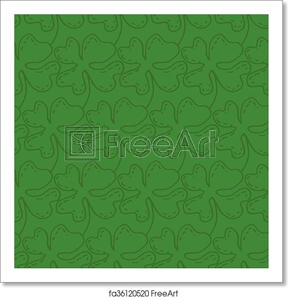 561x581 Free Art Print Of Seamless Pattern Of Lucky Four Leaf Clover