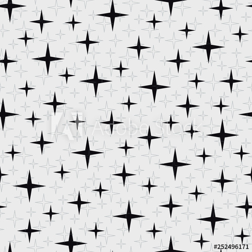 Monochrome Seamless Pattern With Four Pointed Stars And Dotted 500x500 Monochrome Seamless Pattern With Four Pointed Stars And Dotted