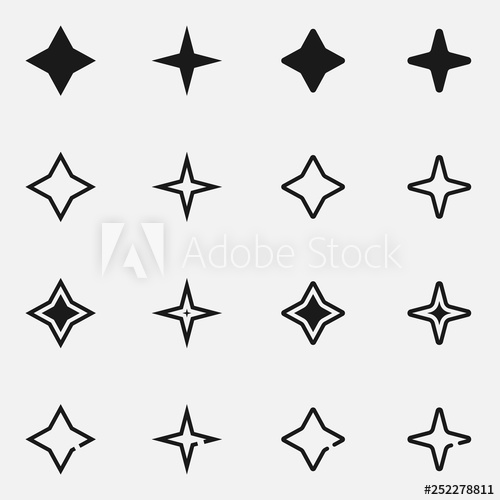 Set Of Four Point Stars Black And White Vector Icon 500x500 Set Of Four Point Stars Black And White Vector Icon