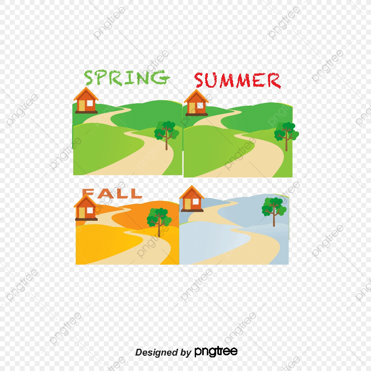 1200x1200 Vector Four Seasons Climate Change, Four Seasons, Bench, Trees Png