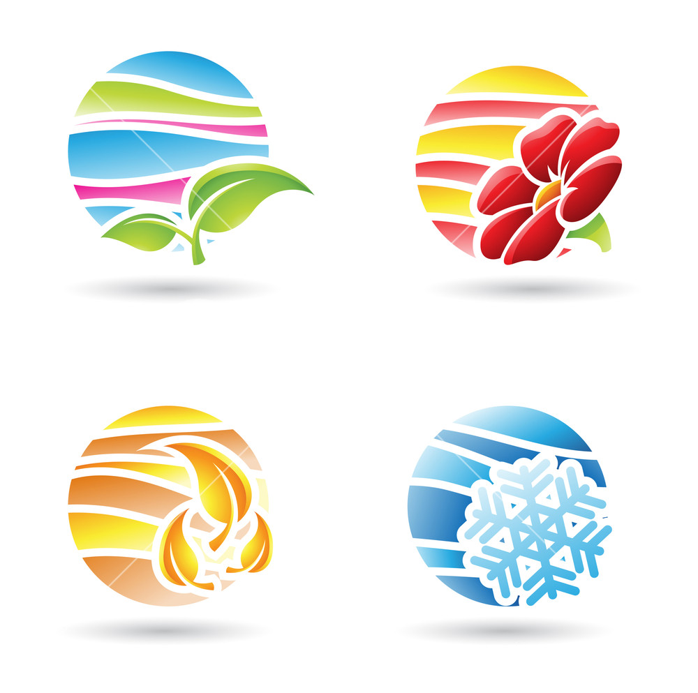 1000x993 Vector Illustration Of Colorful Four Seasons Abstract Icons