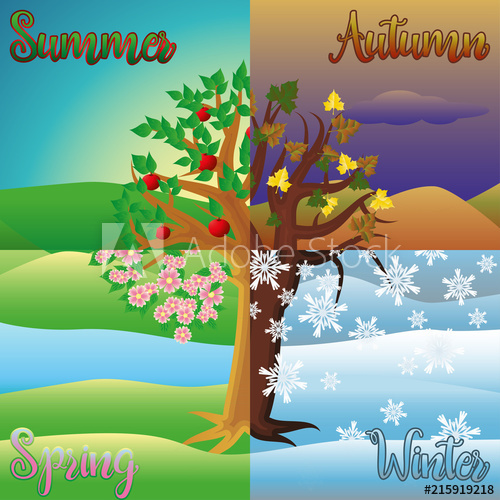 500x500 Four Seasons, Vector Illustration