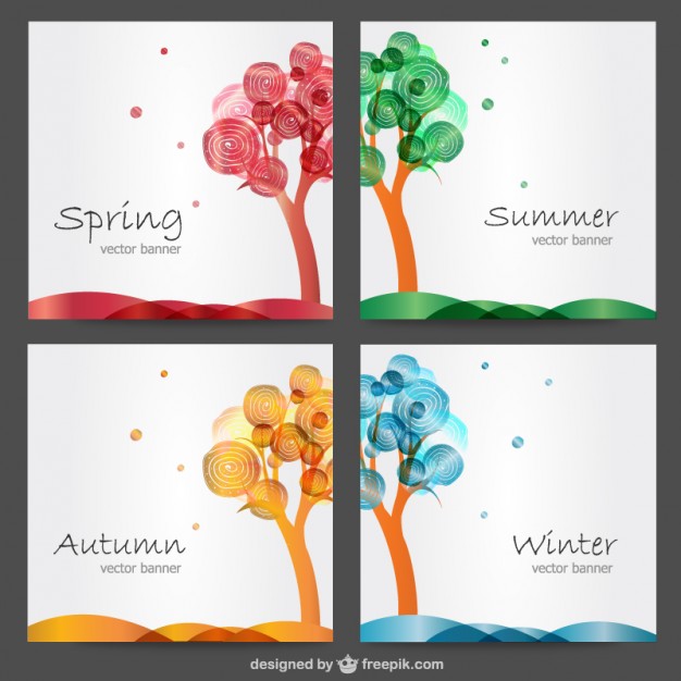 626x626 Four Seasons Cards Vector Free Download