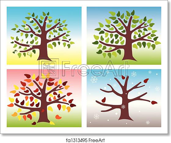 560x470 Free Art Print Of Four Seasons Vector Illustration Of A Tree
