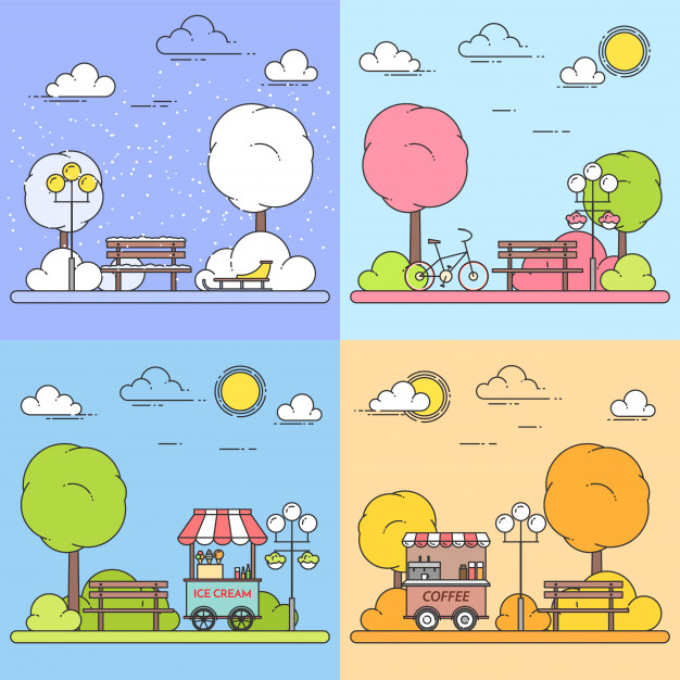 626x626 Winter, Spring, Summer, Autumn City Landscapes With Central Park