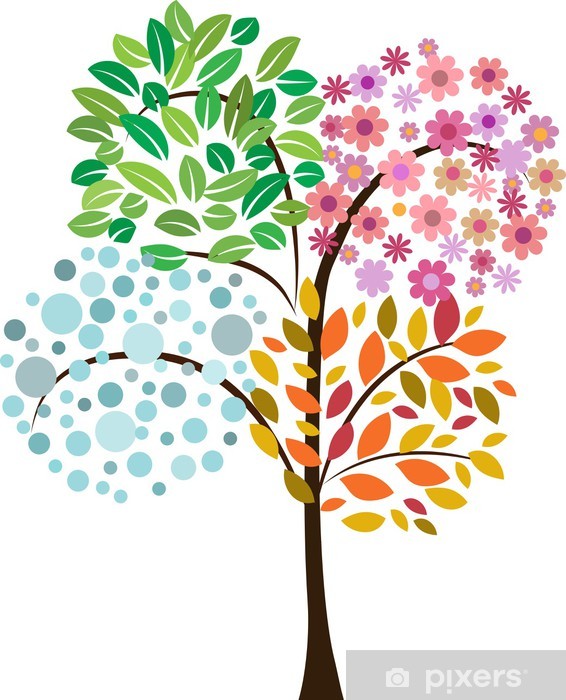 566x700 Colorful Tree Of Four Seasons Vector Icon Wall Mural Pixers