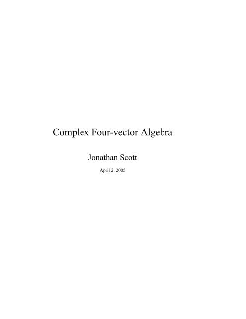 495x640 Complex Four Vector Algebra