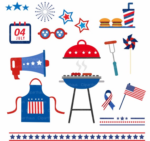 570x535 Fourth Of July Clip Art Of July Vector Of July Etsy