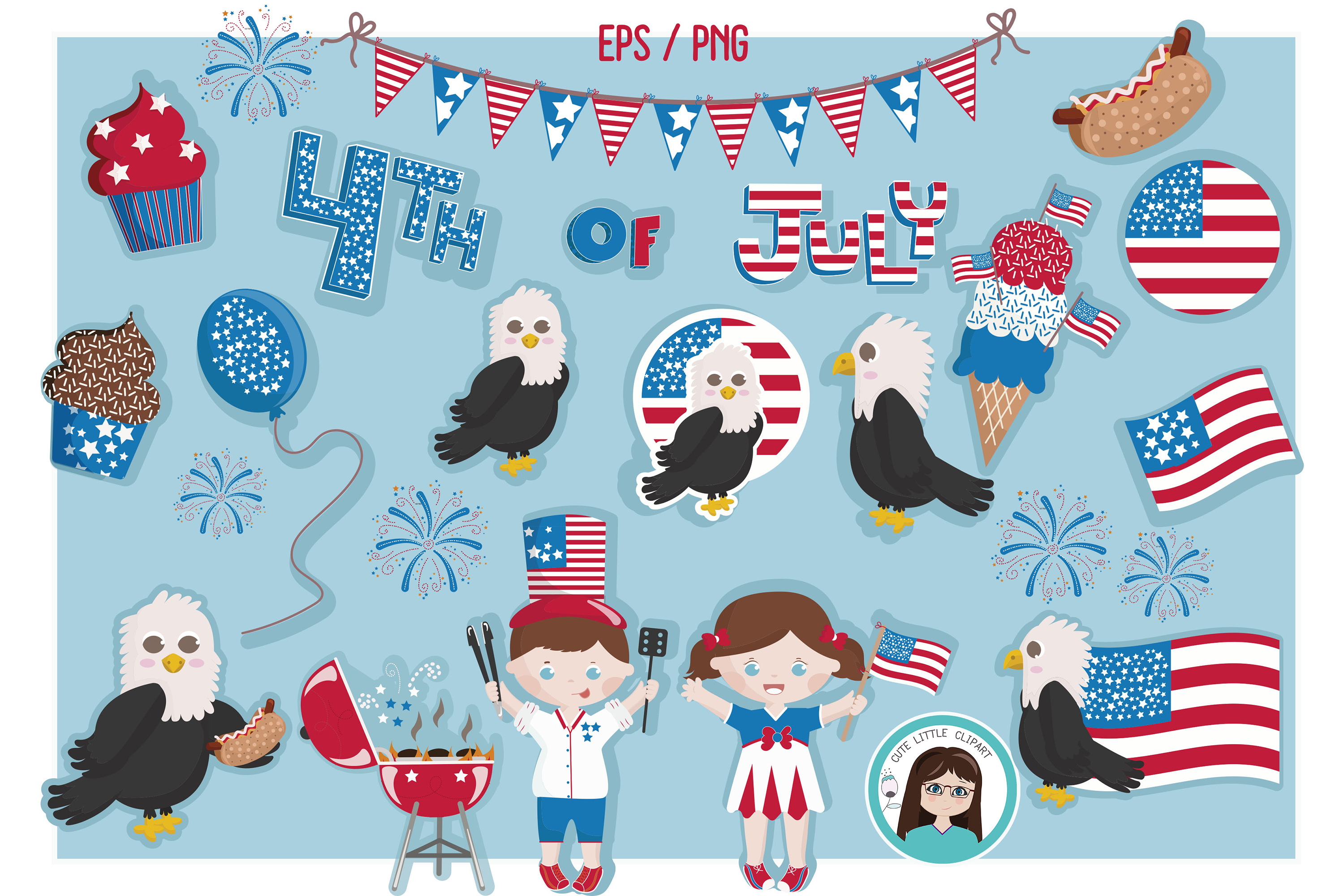3000x2000 Fourth Of July Vector Set
