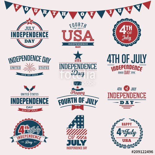500x500 Of July, Independence Day Typography Design Collection Fourth