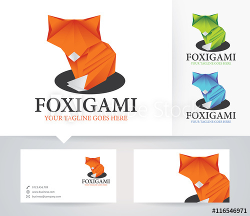500x432 Fox Origami Vector Logo With Alternative Colors And Business Card