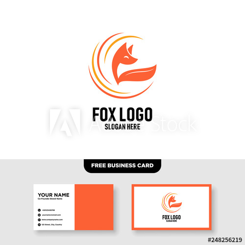 500x500 Fox Logo Vector Template, Free Business Card Mockup