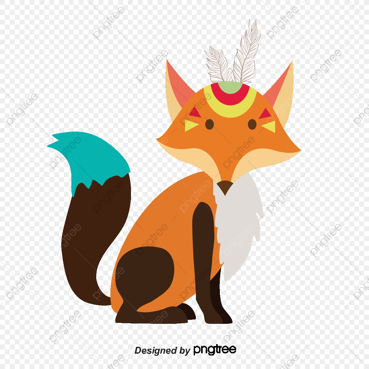 1200x1200 Vector Cartoon Fox Minority, Vector Flower Fox, Cartoon Fox